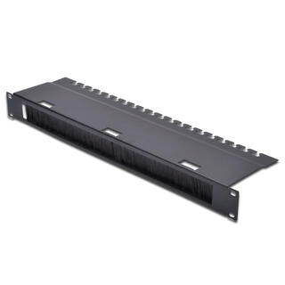 Lande 19&quot; Cable guide w/brush Black 1U w/brush entry and tie mount